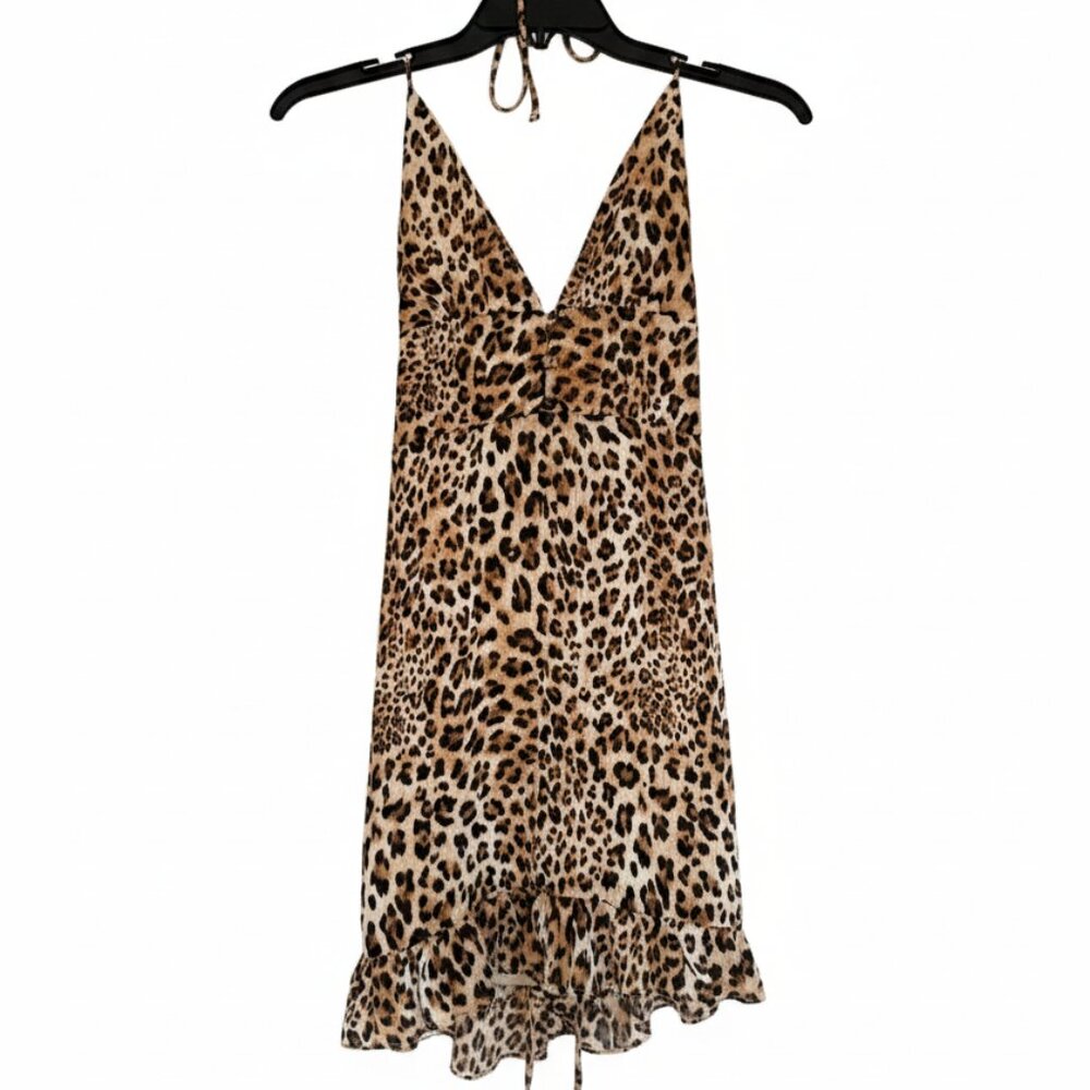Fashion Nova Running Wild Leopard Print Off Shoulder Mini Dress Size Small NEW